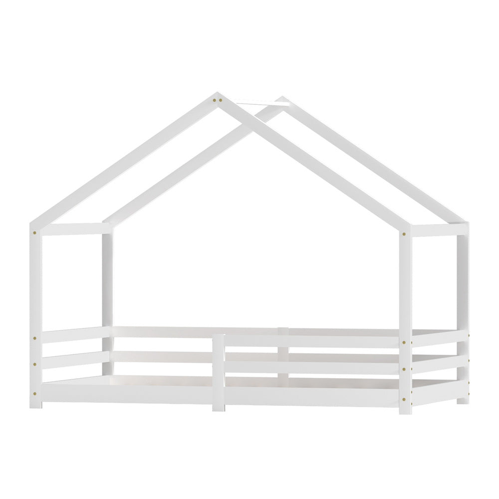 Marlook Bed Frame Wooden Kids Single House Frame White AMOS