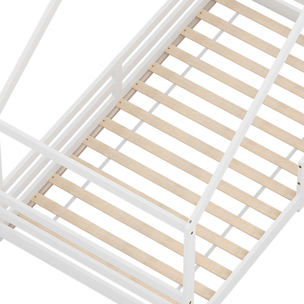 Marlook Bed Frame Wooden Kids Single House Frame White AMOS