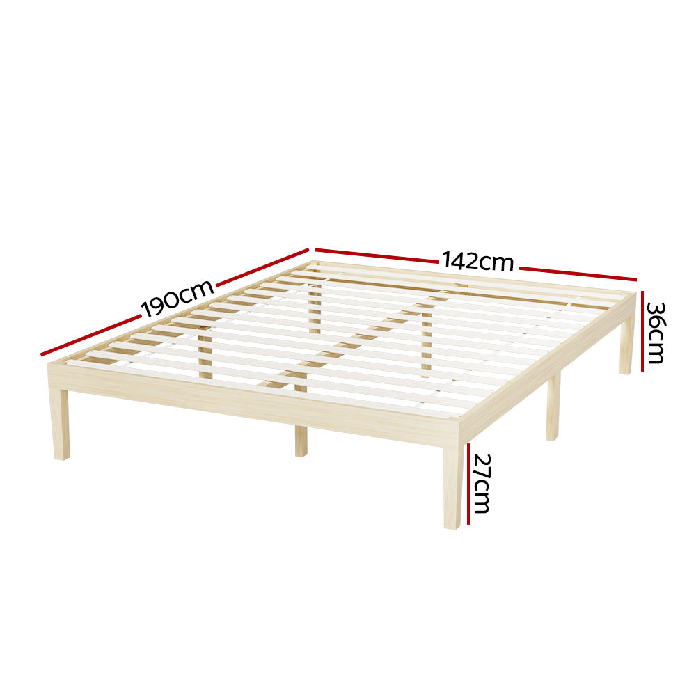 Marlook Bed Frame Double Size Wooden Base Mattress Platform Timber Pine BRUNO