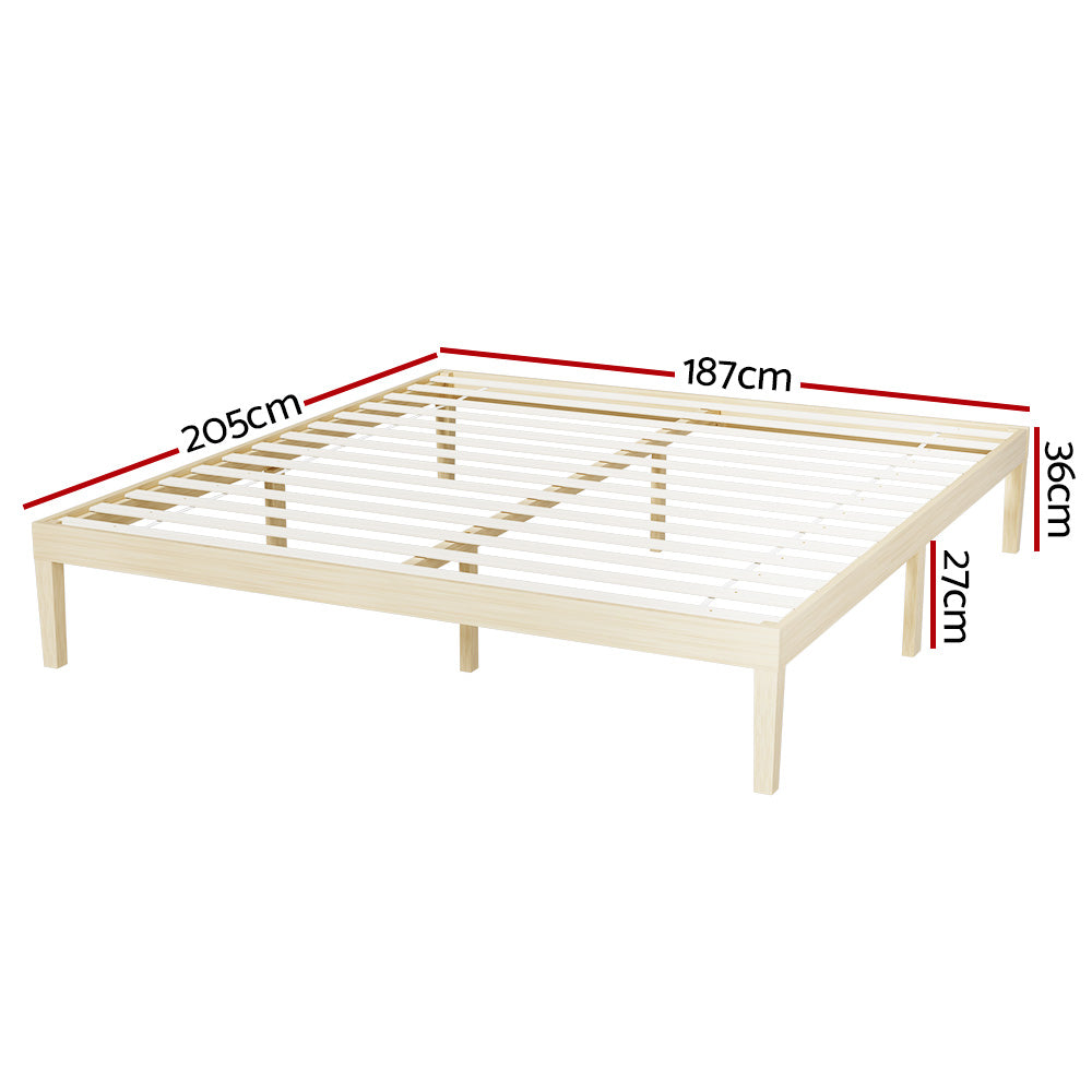 Marlook Bed Frame King Size Wooden Base Mattress Platform Timber Pine BRUNO