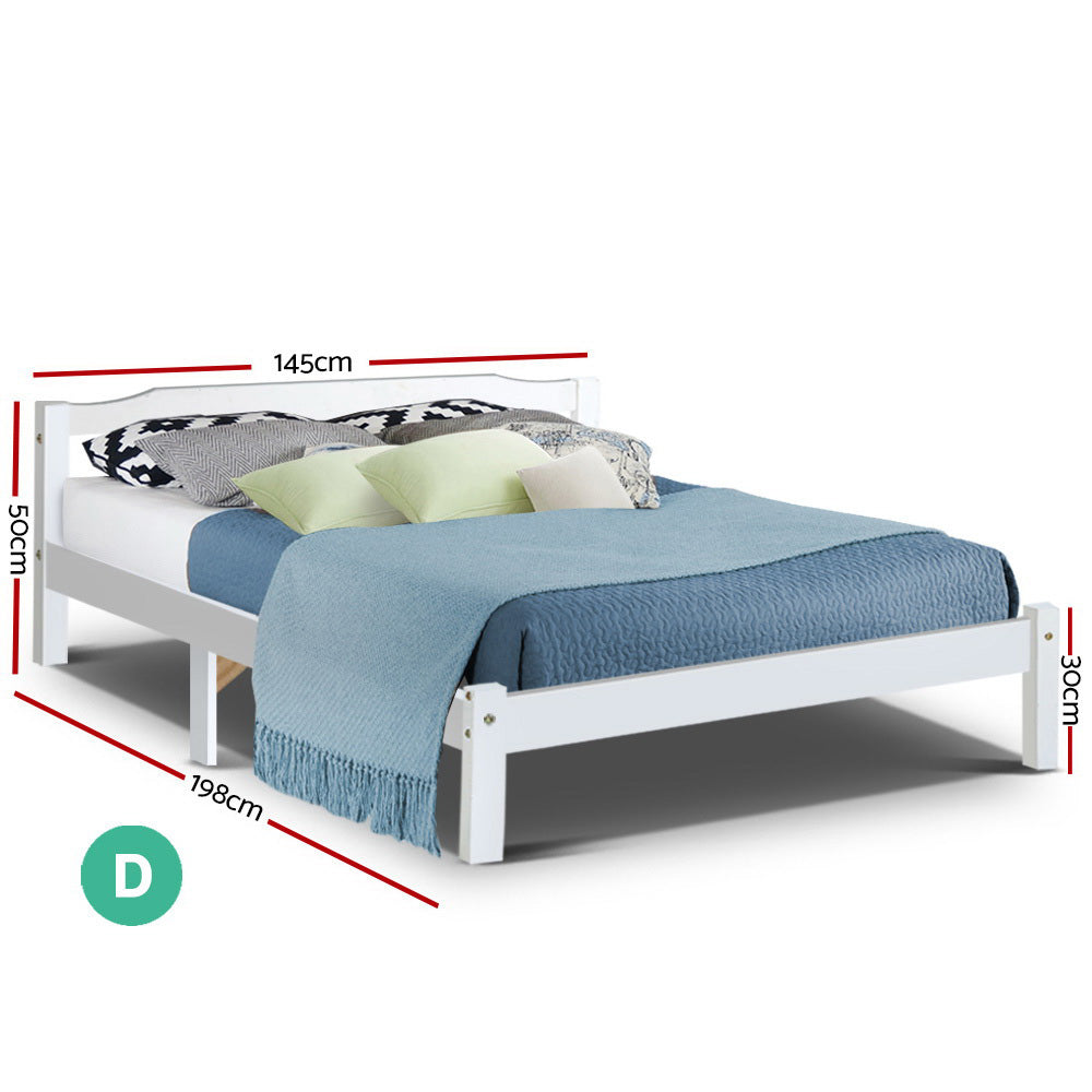 Marlook Bed Frame Double Size Wooden White LEXI