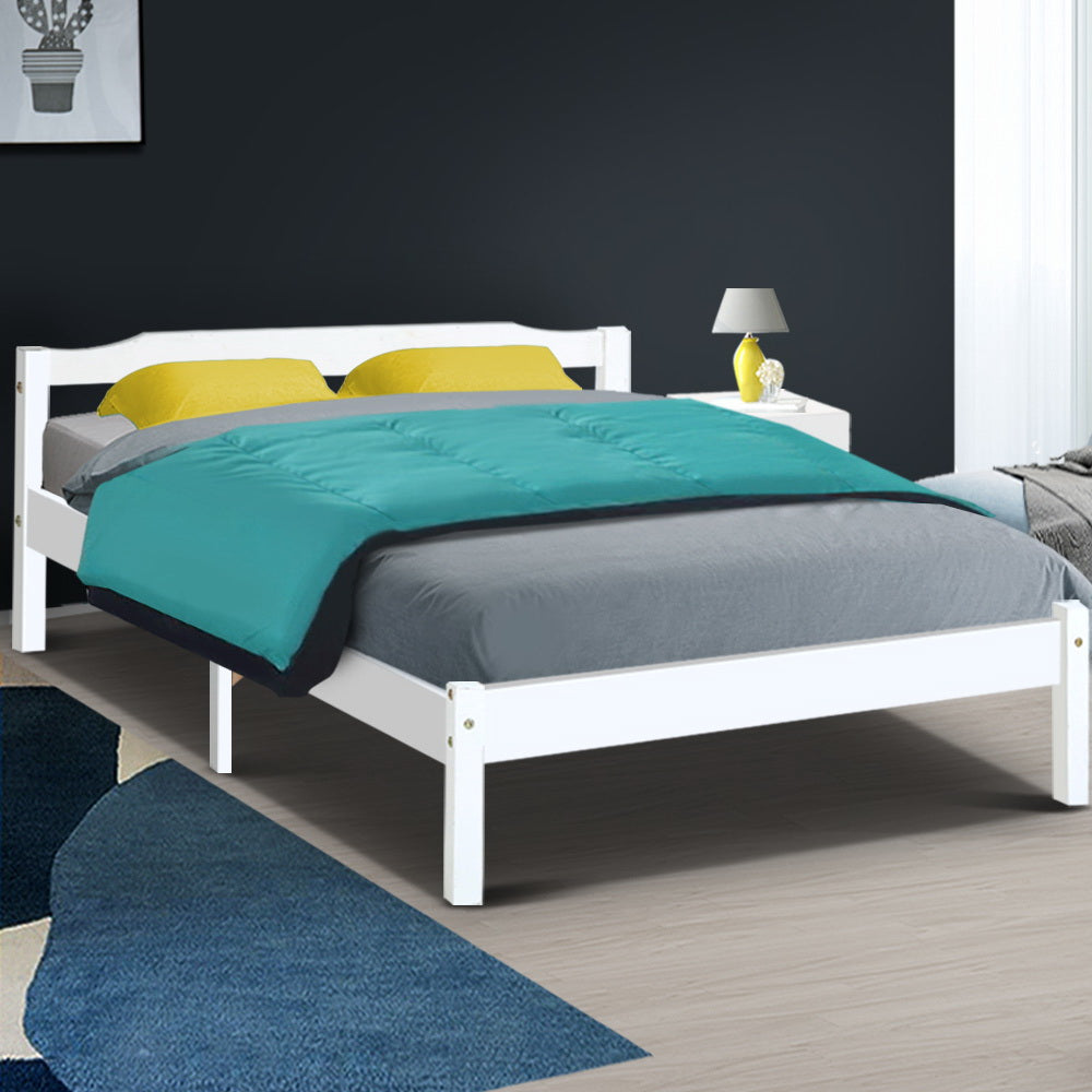 Marlook Bed Frame Double Size Wooden White LEXI