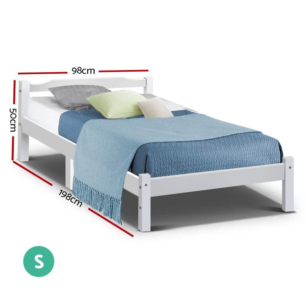 Marlook Bed Frame Single Size Wooden White LEXI