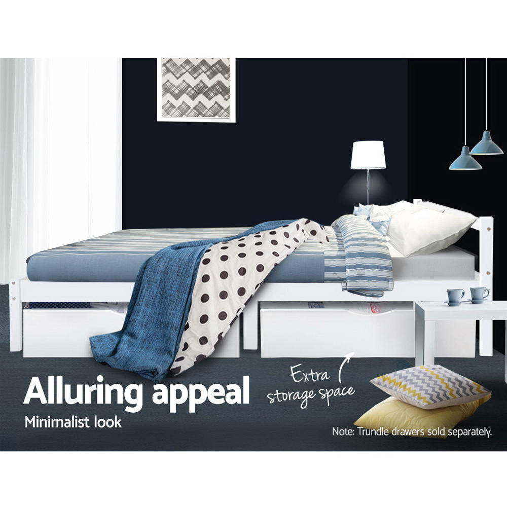 Marlook Bed Frame Single Size Wooden White LEXI