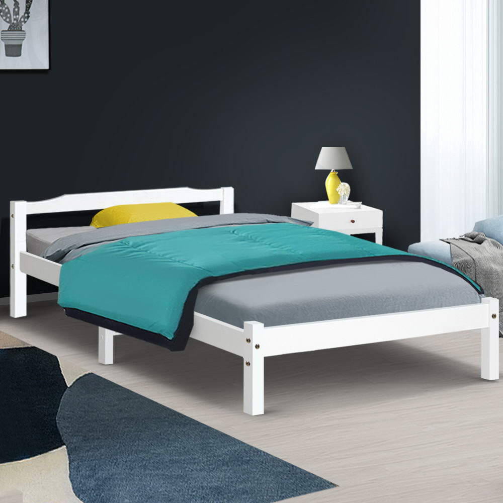 Marlook Bed Frame Single Size Wooden White LEXI