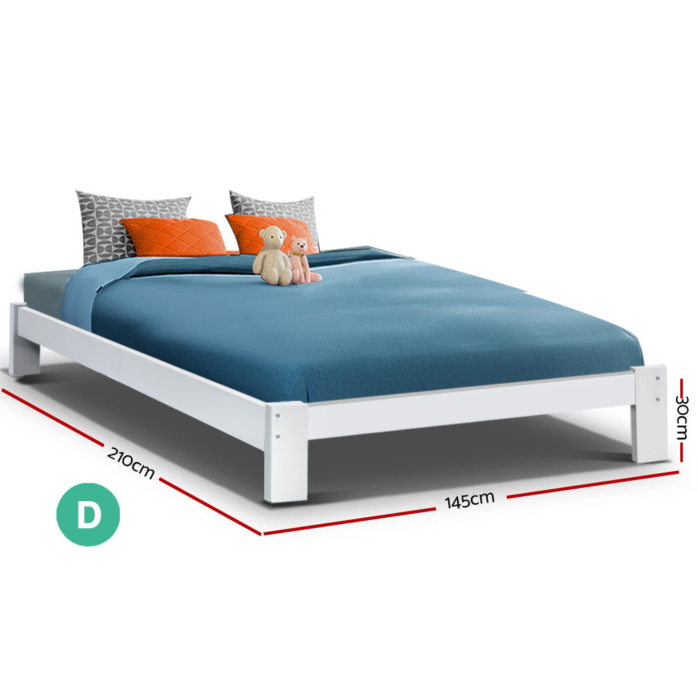 Marlook Bed Frame Double Size Wooden White JADE
