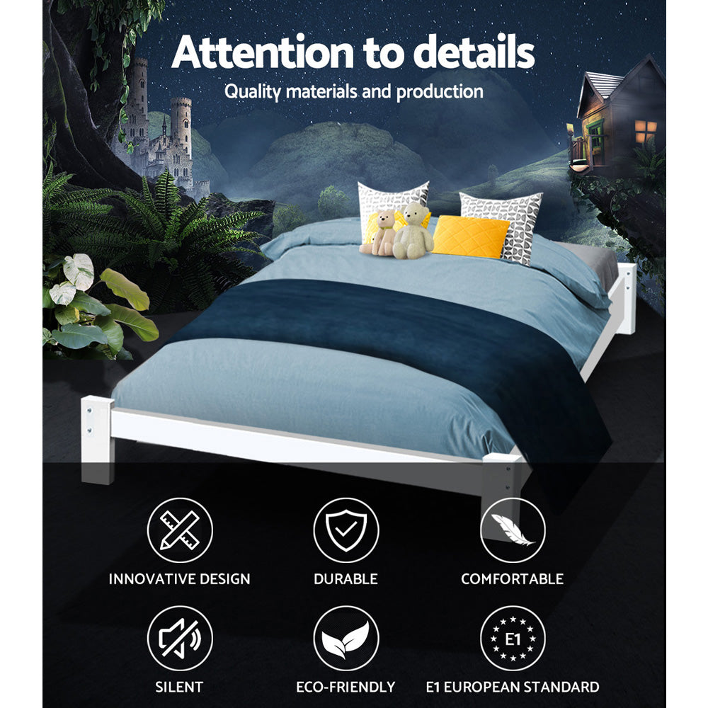 Marlook Bed Frame Double Size Wooden White JADE