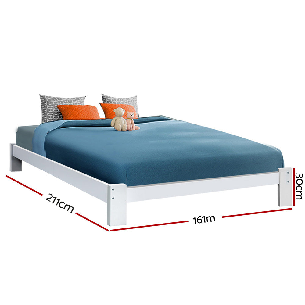 Marlook Bed Frame Queen Size Wooden White JADE