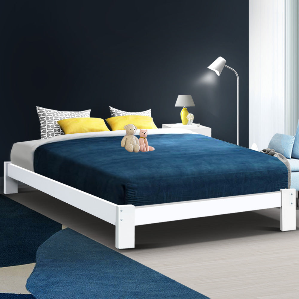 Marlook Bed Frame Queen Size Wooden White JADE