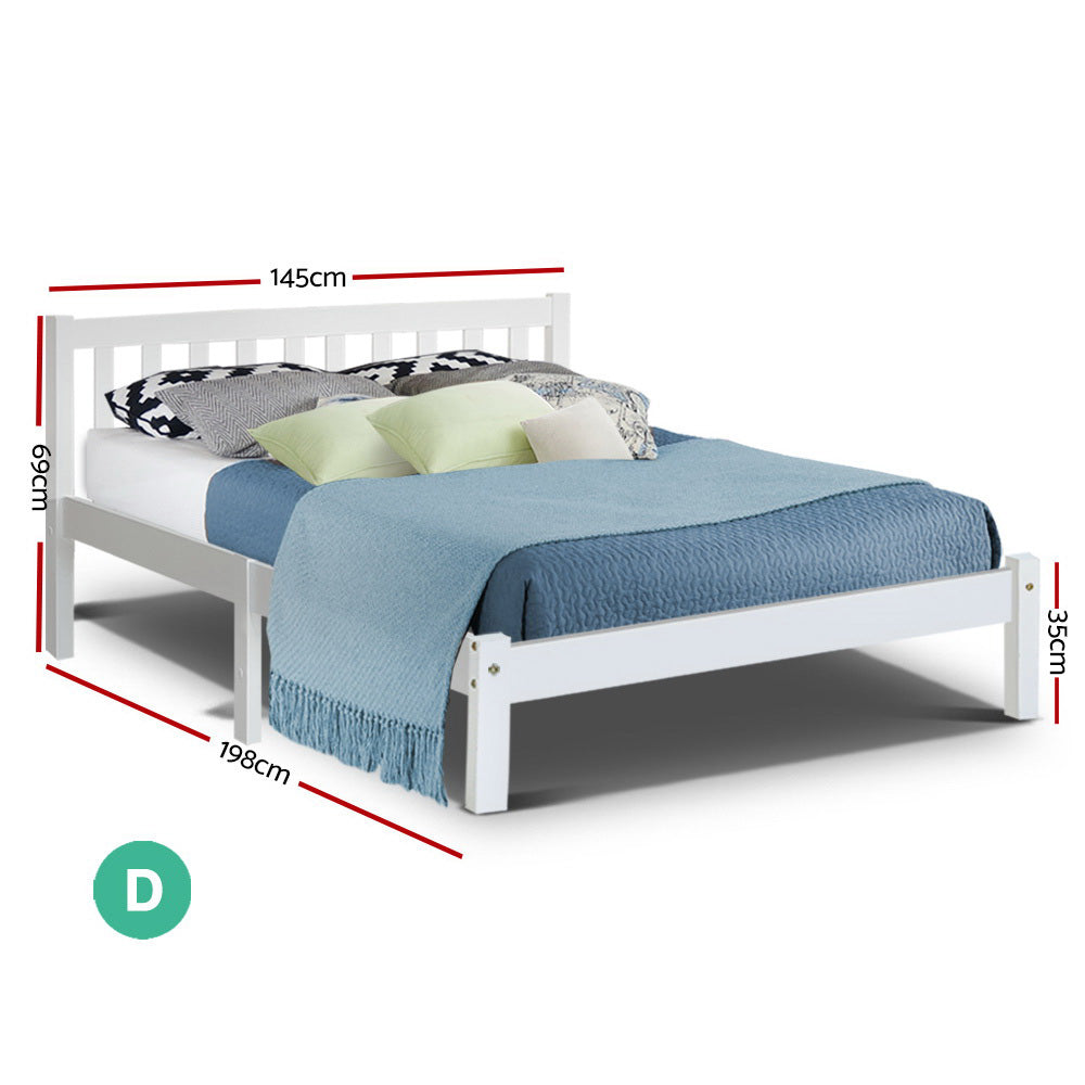 Marlook Bed Frame Double Size Wooden White SOFIE