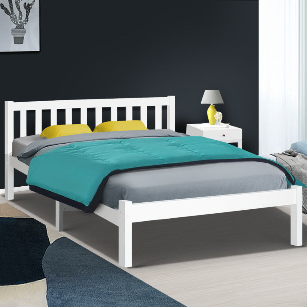 Marlook Bed Frame Double Size Wooden White SOFIE