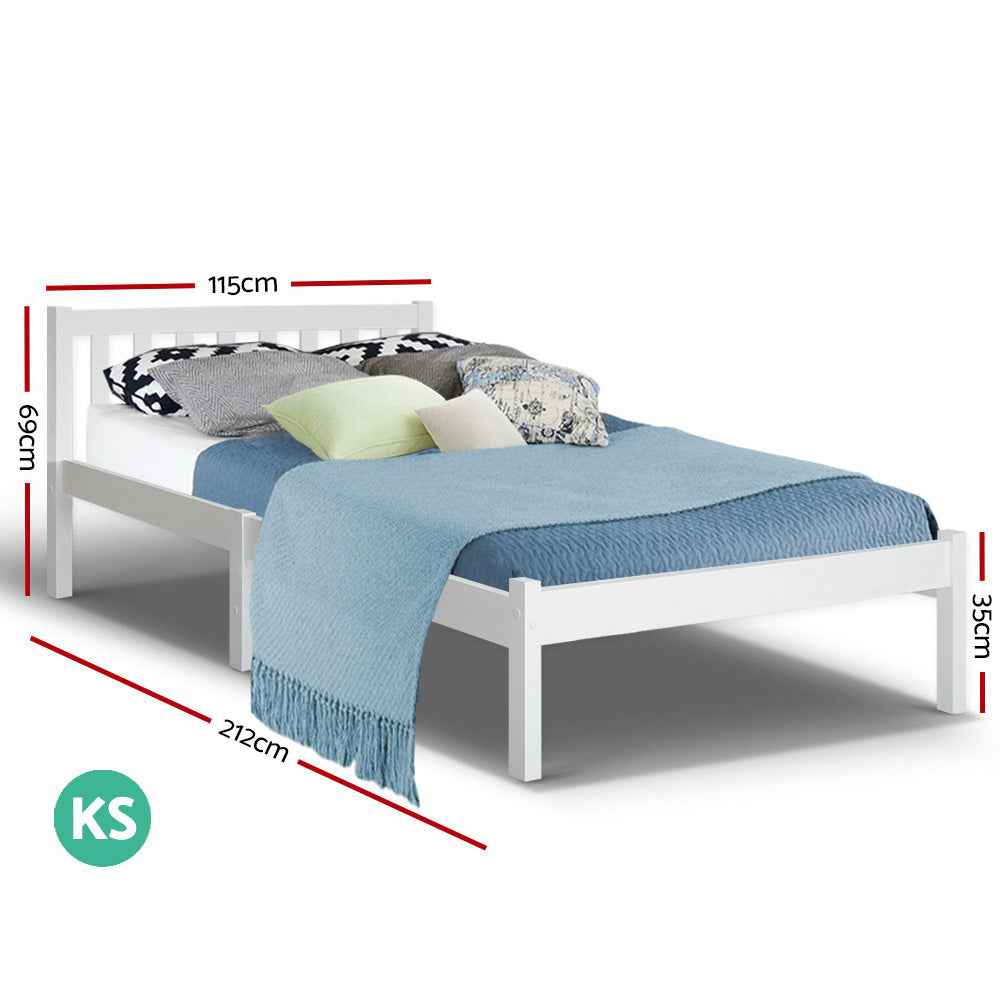 Marlook Bed Frame King Single Size Wooden White SOFIE