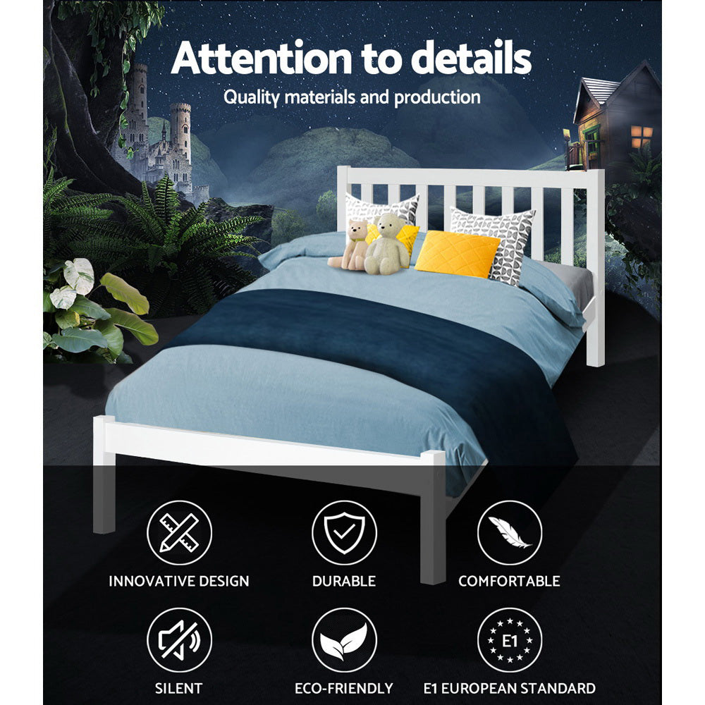 Marlook Bed Frame King Single Size Wooden White SOFIE