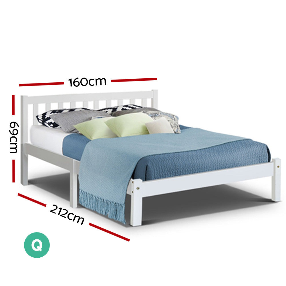 Marlook Bed Frame Queen Size Wooden White SOFIE