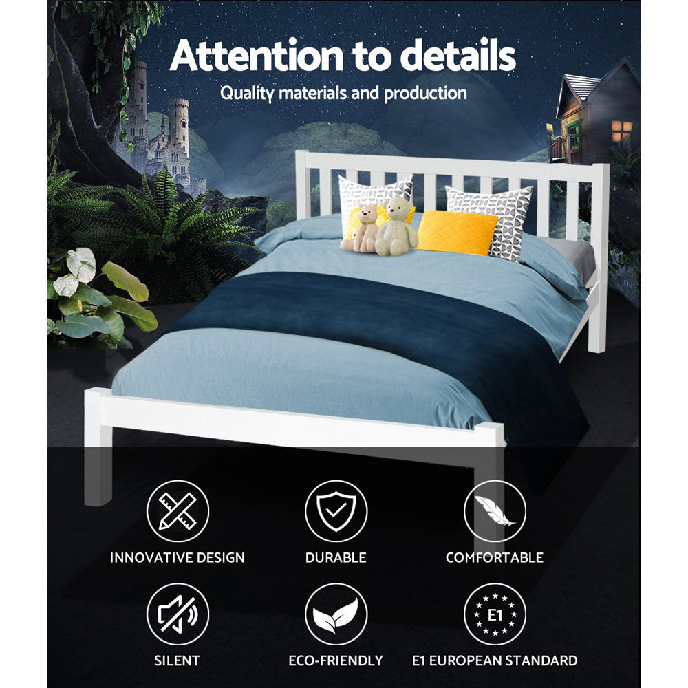 Marlook Bed Frame Queen Size Wooden White SOFIE