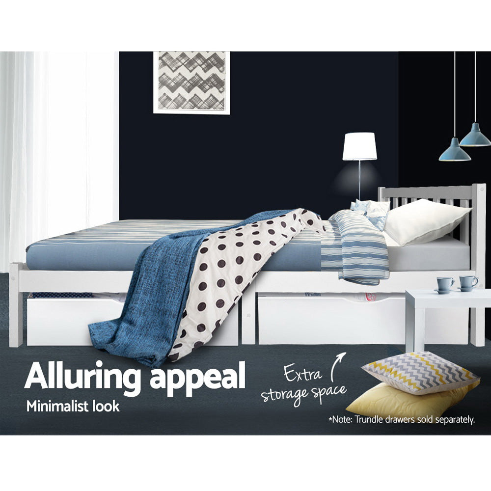Marlook Bed Frame Queen Size Wooden White SOFIE
