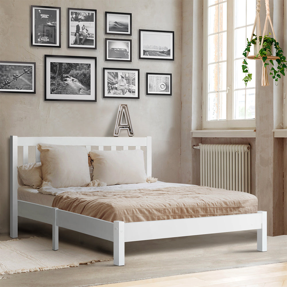 Marlook Bed Frame Queen Size Wooden White SOFIE