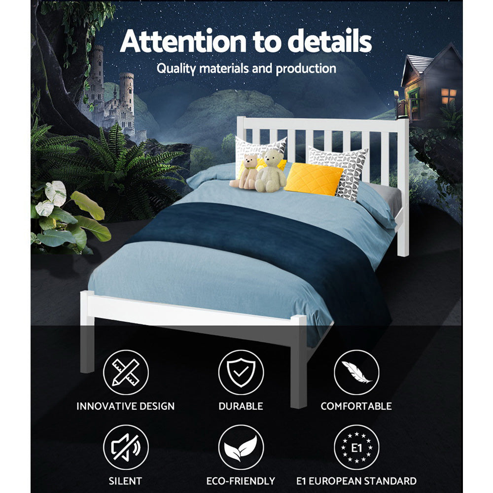 Marlook Bed Frame Single Size Wooden White SOFIE