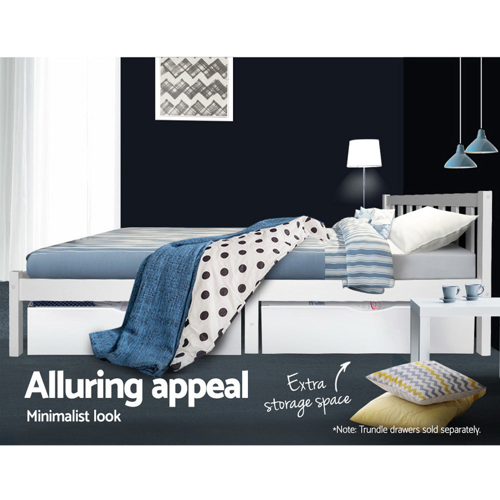 Marlook Bed Frame Single Size Wooden White SOFIE