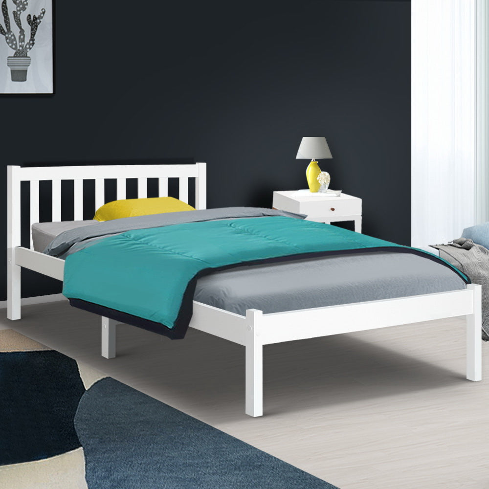 Marlook Bed Frame Single Size Wooden White SOFIE
