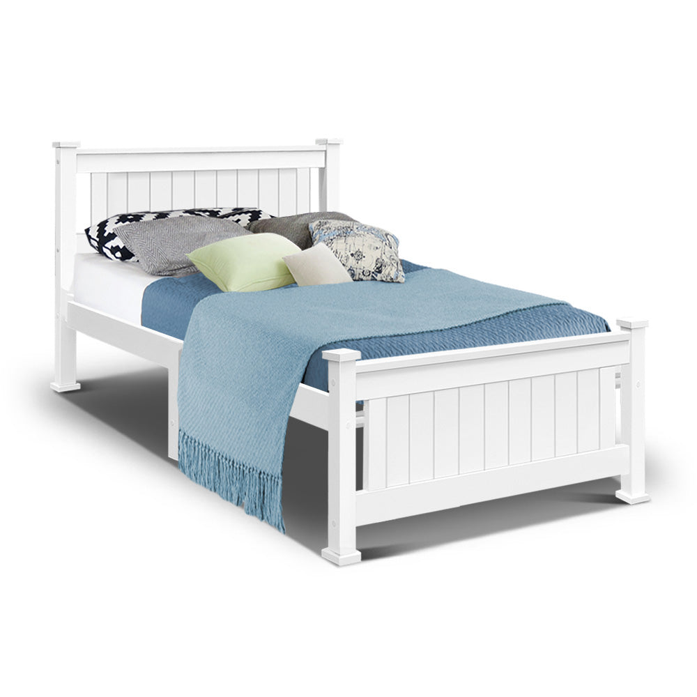 Marlook Bed Frame Single Size Wooden White RIO