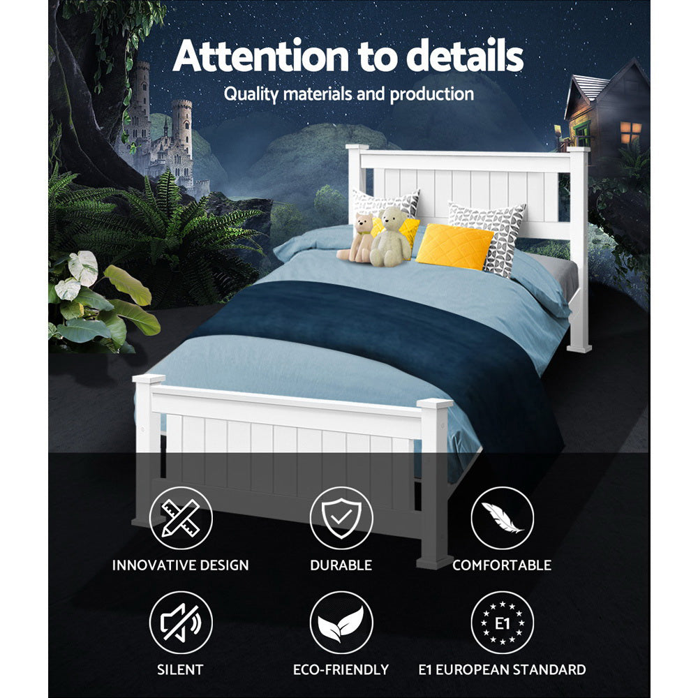 Marlook Bed Frame Single Size Wooden White RIO