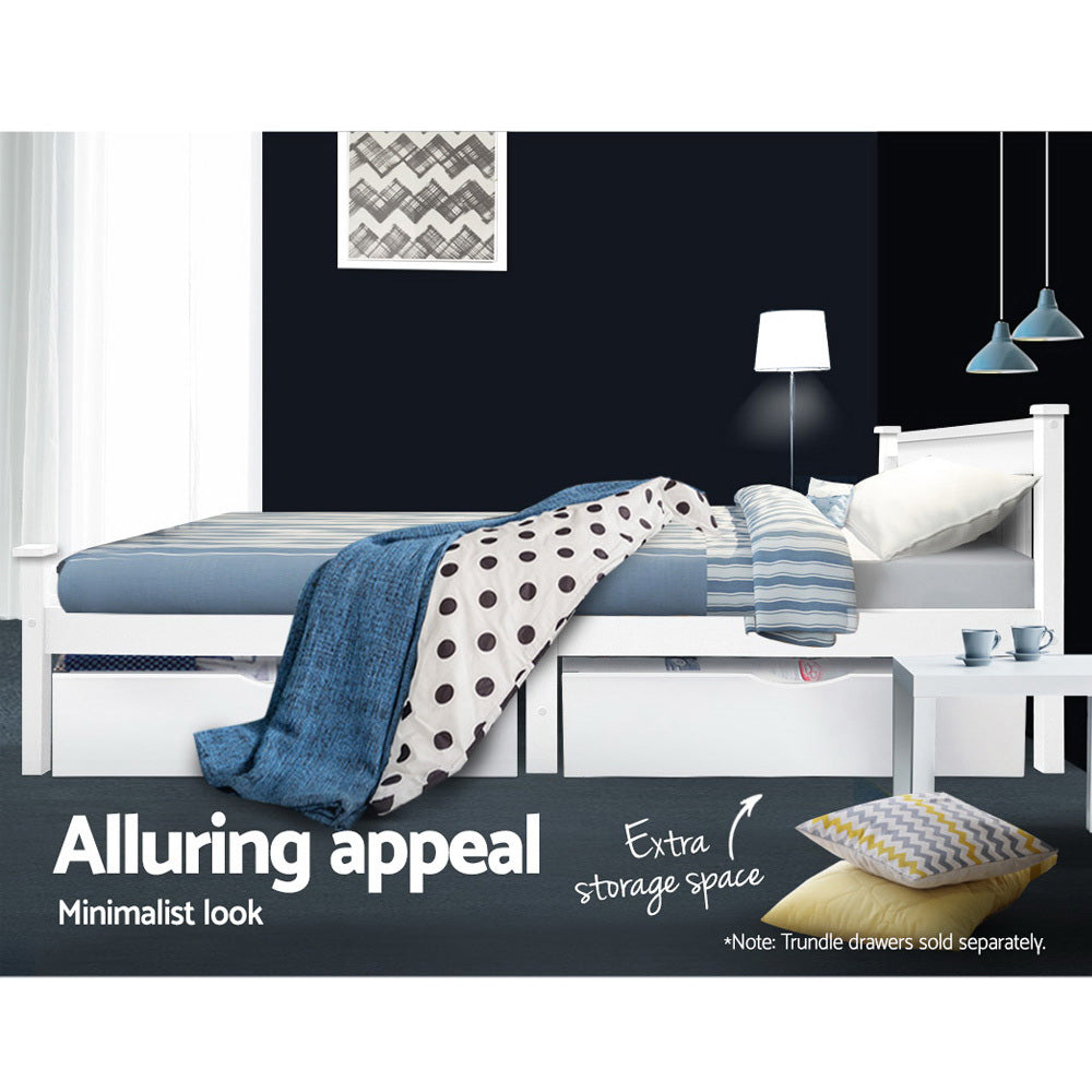 Marlook Bed Frame Single Size Wooden White RIO