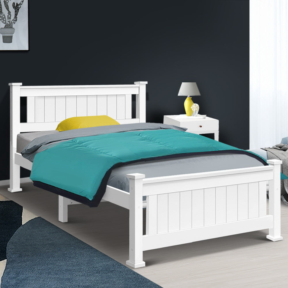 Marlook Bed Frame Single Size Wooden White RIO