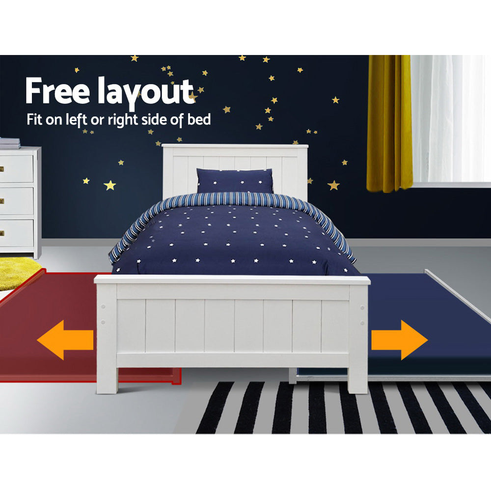 Marlook Bed Frame King Single Size Wooden Trundle Daybed White ELVIS