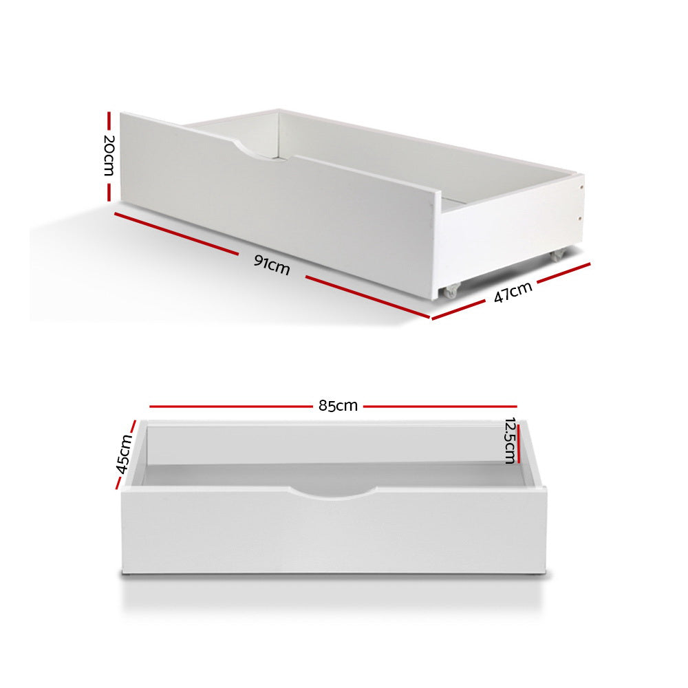 Marlook 2x Bed Frame Storage Drawers Trundle White