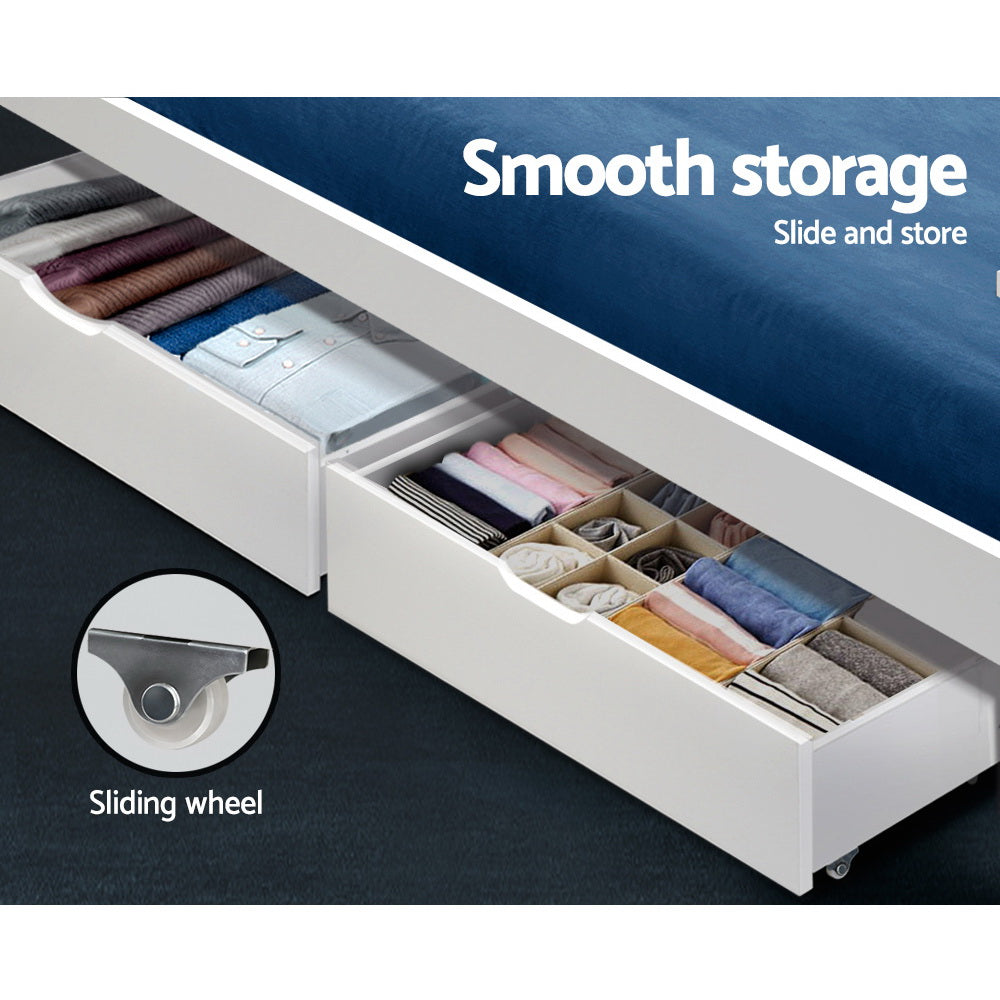 Marlook 2x Bed Frame Storage Drawers Trundle White