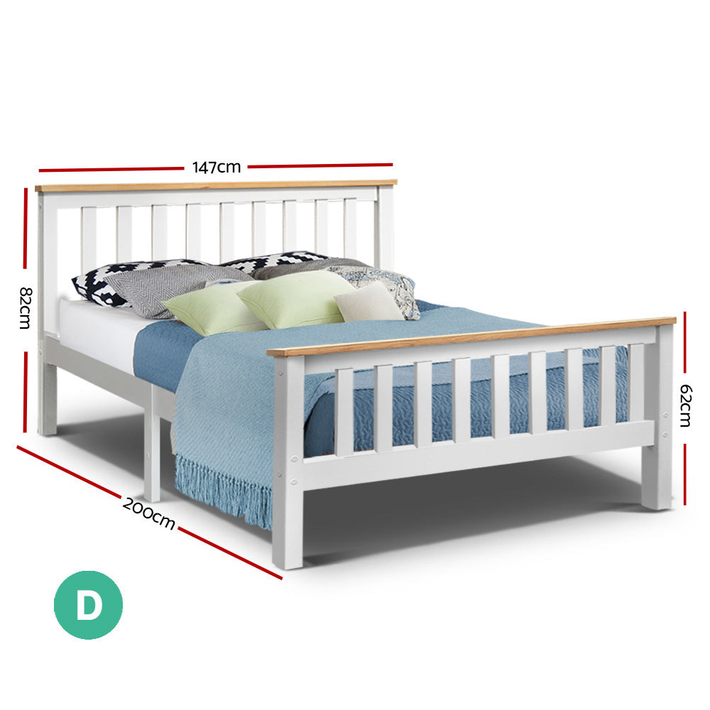 Marlook Bed Frame Double Size Wooden White PONY