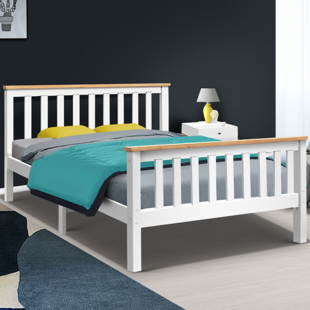 Marlook Bed Frame Double Size Wooden White PONY