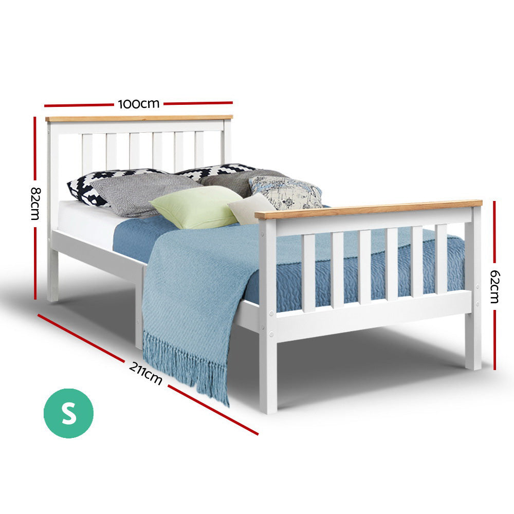 Marlook Bed Frame Single Size Wooden White PONY