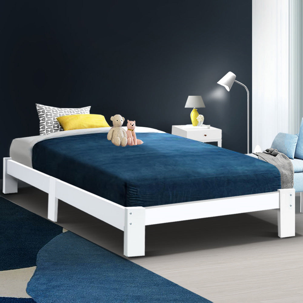 Marlook Bed Frame Single Size Wooden White JADE