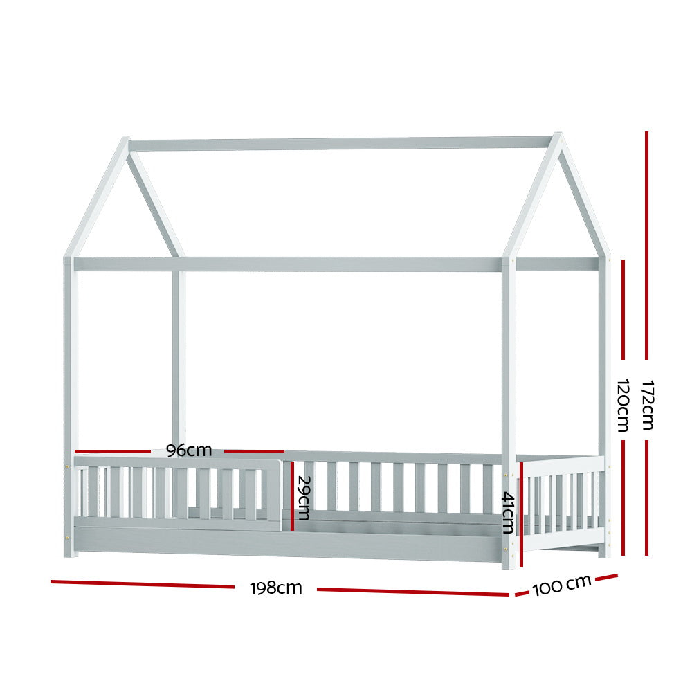 Marlook Bed Frame Wooden Kids House Frame Grey ROCK