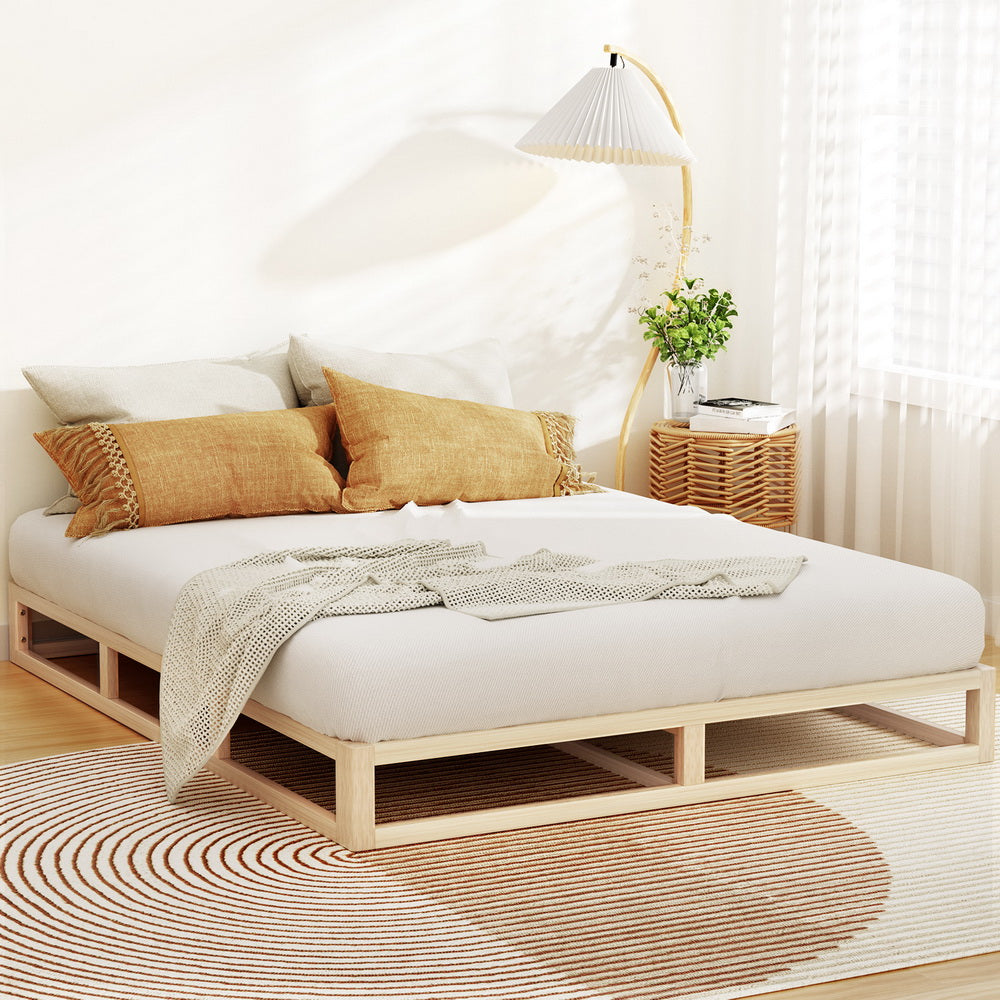 Marlook Bed Frame Queen Size Wooden Base Mattress Platform Timber Pine KALAM