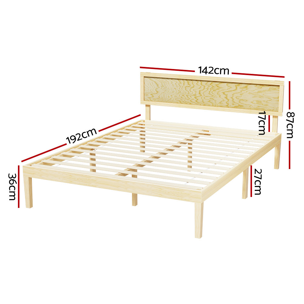 Marlook Bed Frame Double Size Wooden Base Mattress Platform Timber Pine YUMI