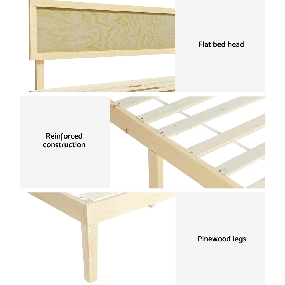 Marlook Bed Frame Double Size Wooden Base Mattress Platform Timber Pine YUMI