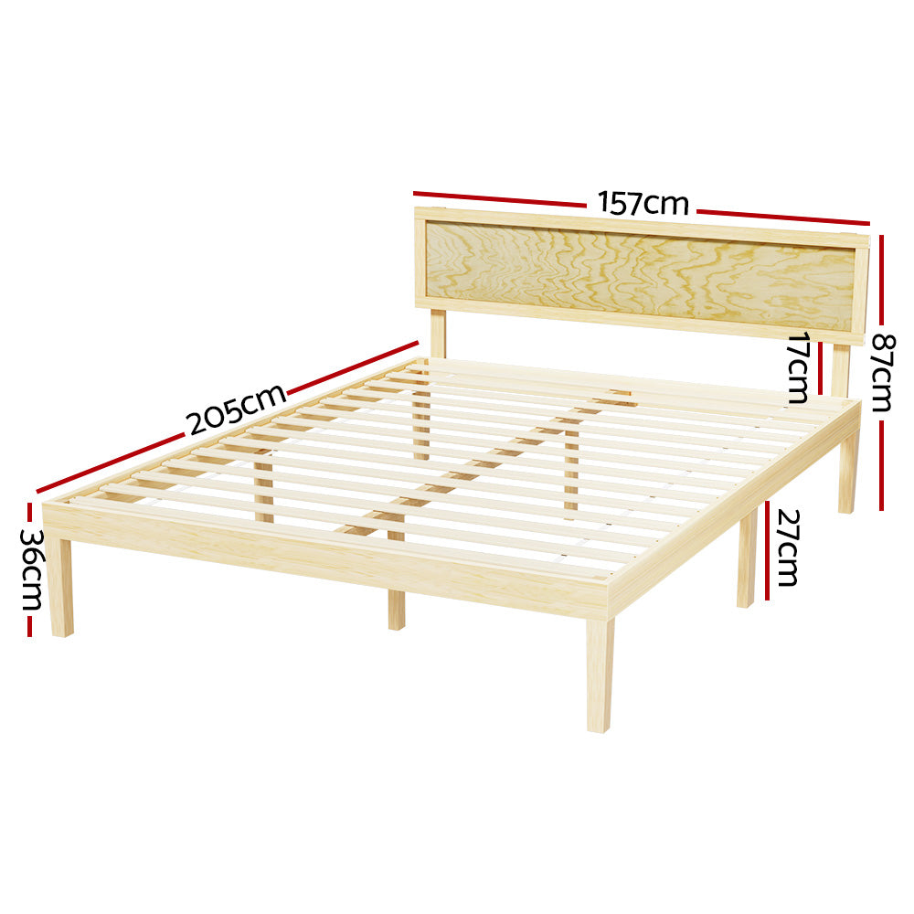 Marlook Bed Frame Queen Size Wooden Base Mattress Platform Timber Pine YUMI