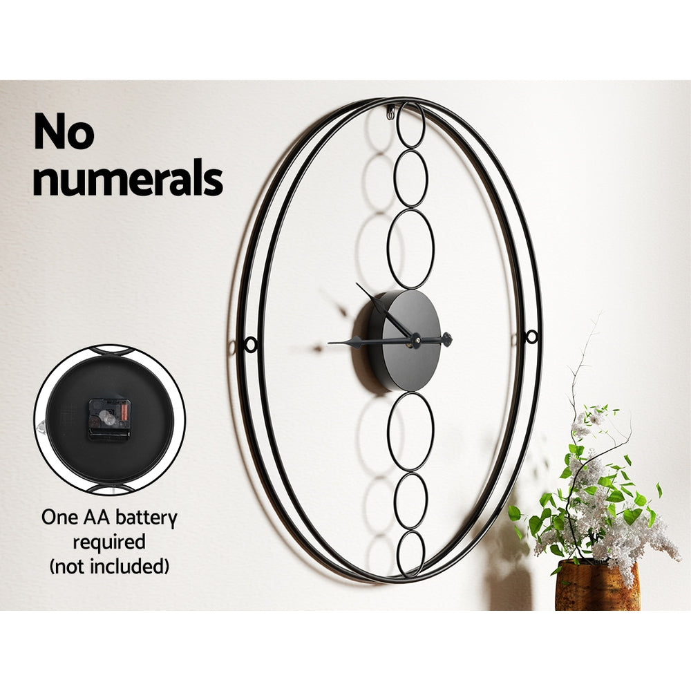 Marlook 75cm Wall Clock Large No Numeral Round Black