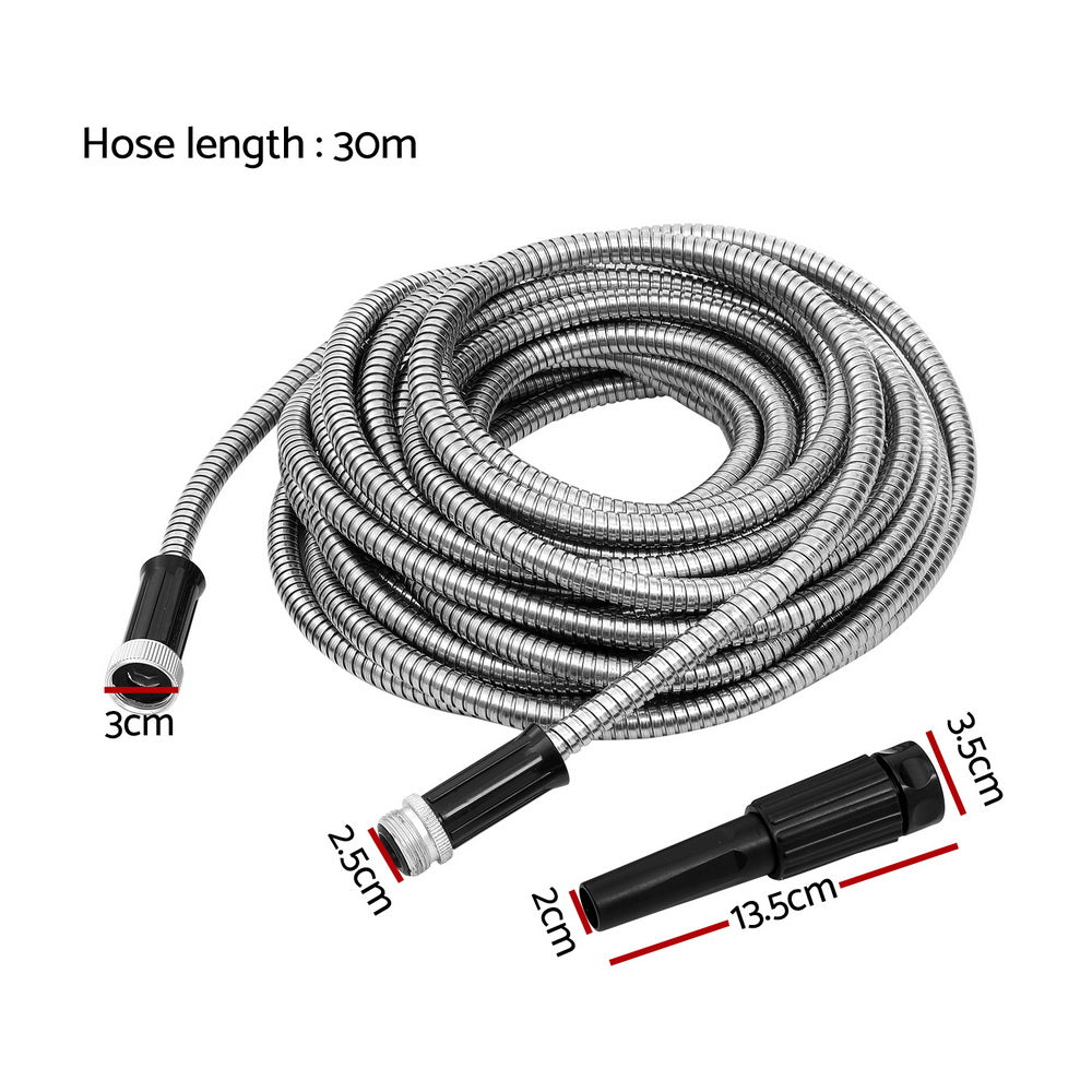 Marlook Water Hose Stainless Steel 30M with Spray Nozzle