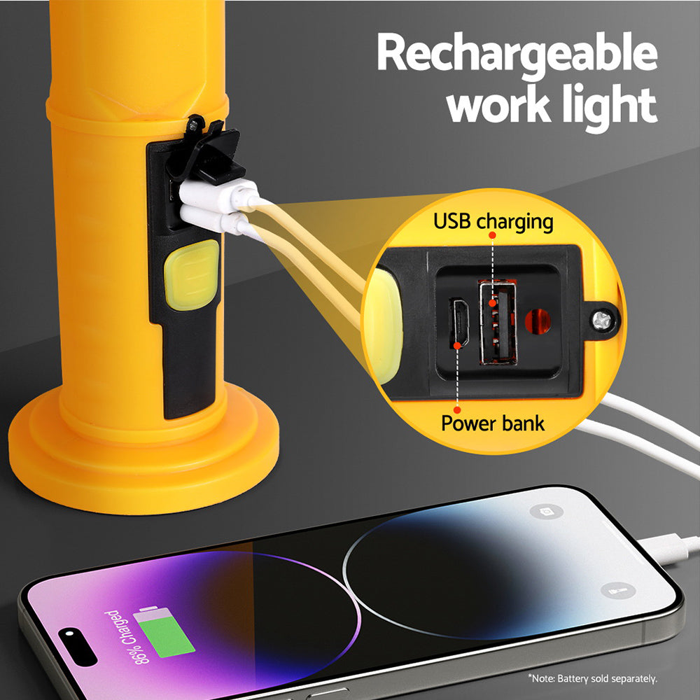 Marlook Work Light Rechargeable USB Cordless LED Lamp Hook Rotation Folding