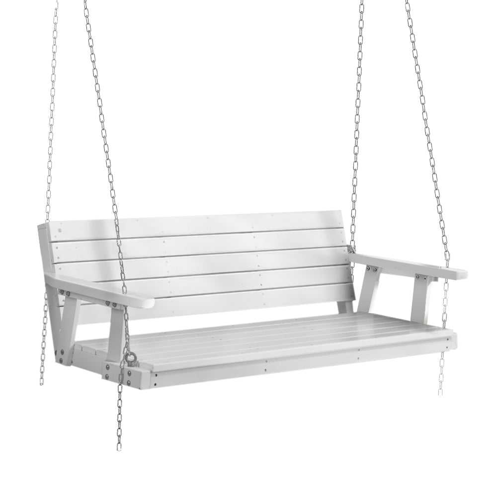 Marlook Porch Swing Chair with Chain Outdoor Furniture 3 Seater Bench Wooden White