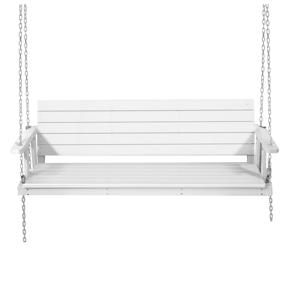Marlook Porch Swing Chair with Chain Outdoor Furniture 3 Seater Bench Wooden White