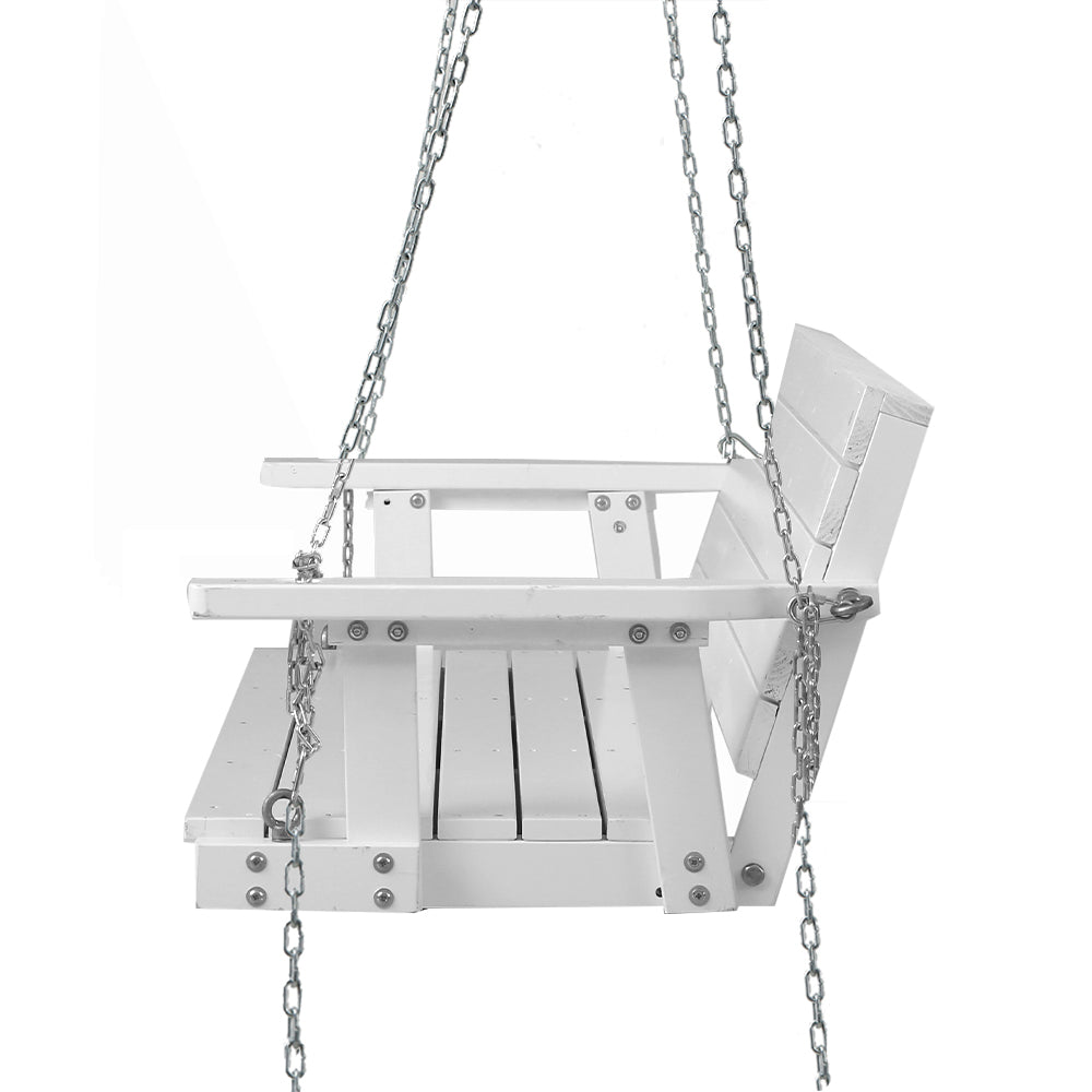 Marlook Porch Swing Chair with Chain Outdoor Furniture 3 Seater Bench Wooden White
