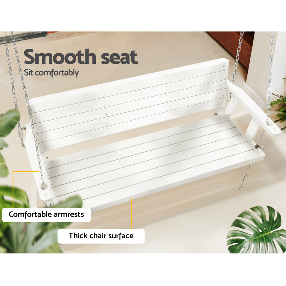 Marlook Porch Swing Chair with Chain Outdoor Furniture 3 Seater Bench Wooden White