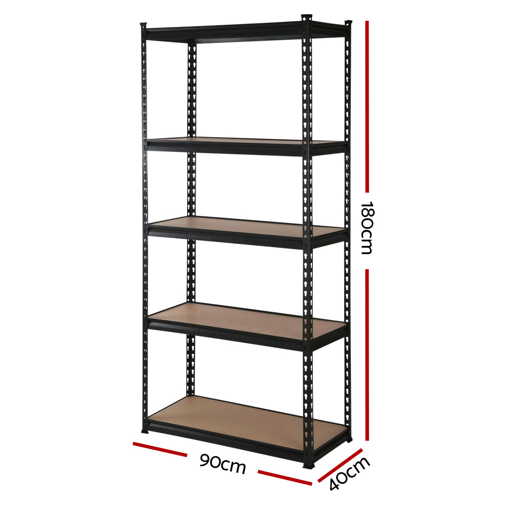 Marlook 4x1.8M Garage Shelving Warehouse Rack Pallet Racking Storage Shelve Black