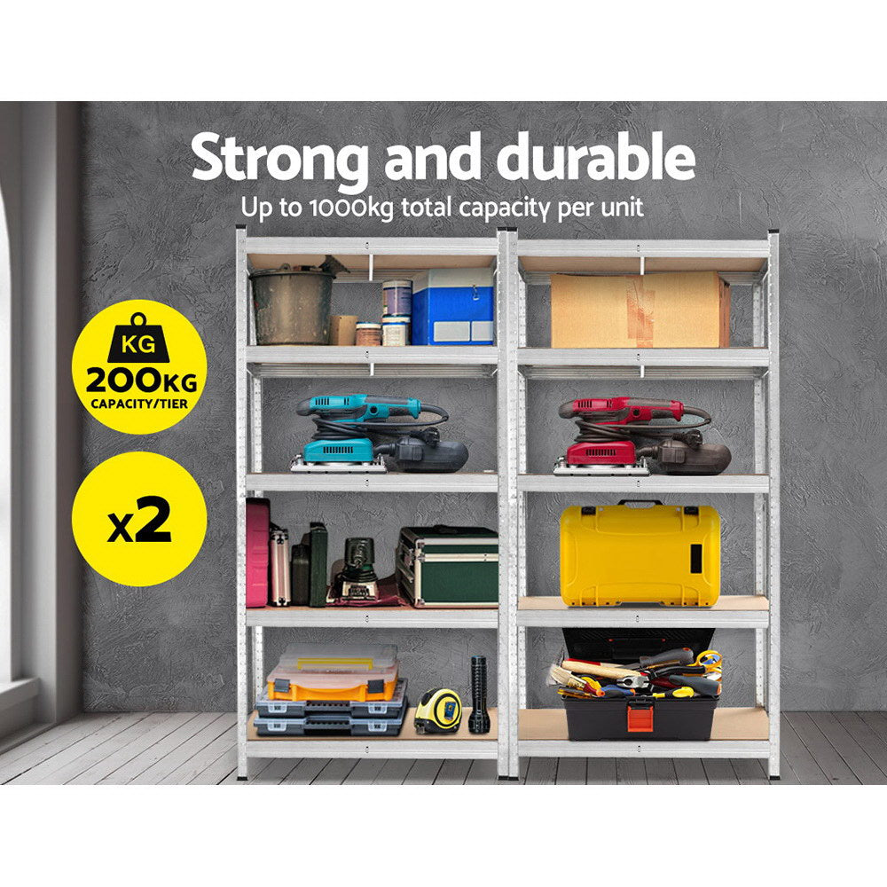 Marlook 2x1.8M Garage Shelving Warehouse Rack Pallet Racking Storage Shelf Silver