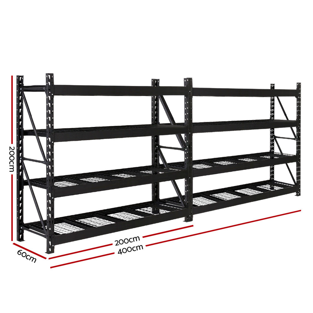 Marlook 4Mx2M Garage Shelving Warehouse Rack Pallet Racking Storage Shelve Black